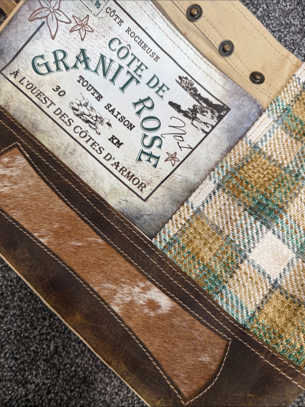 Myra Bag Brown & Beige Plaid Canvas Messenger - Picture 5 of 5